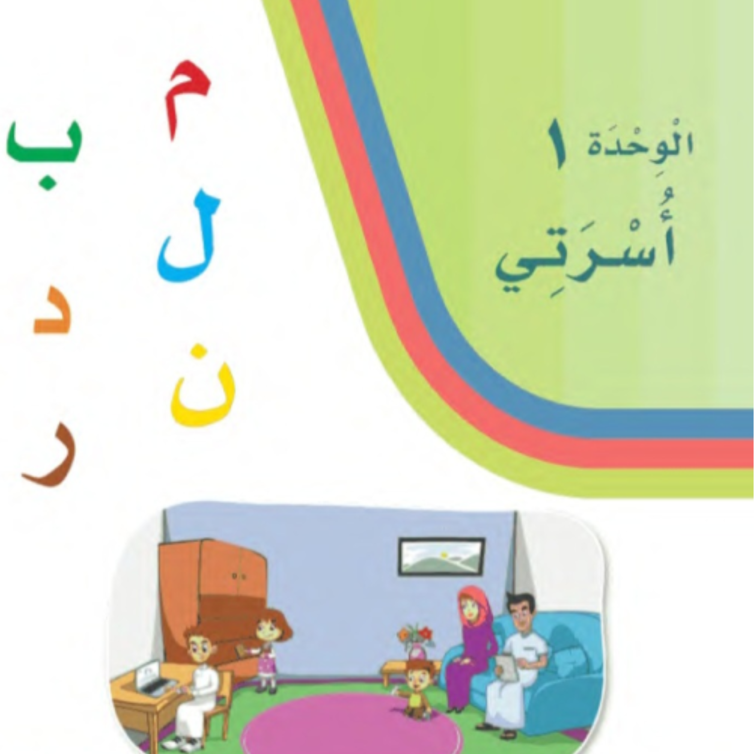 حل الوحدة الاولى اسرتي لغتي اول ابتدائي الفصل الاول 1448