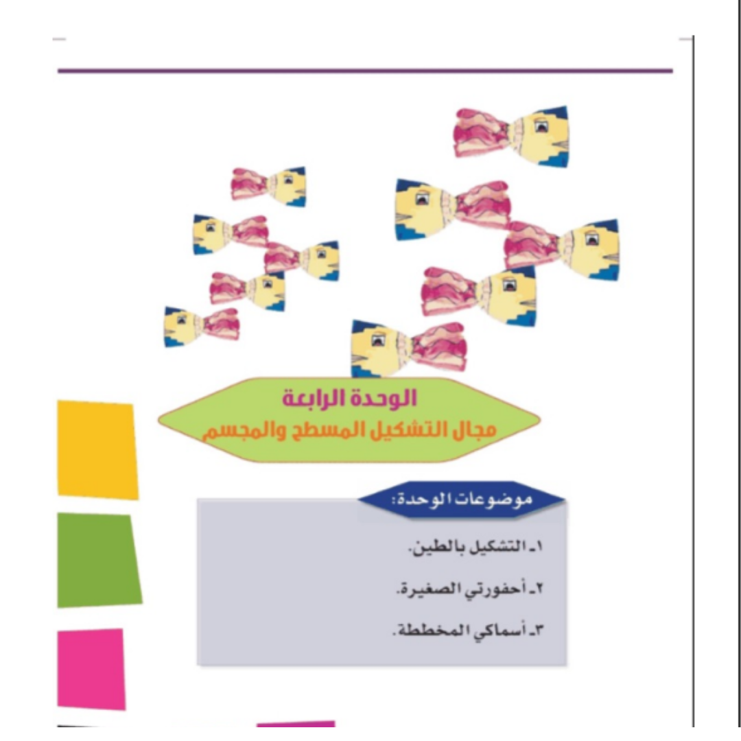 حل الوحدة الرابعة التربية الفنية اول ابتدائي ف1 1448