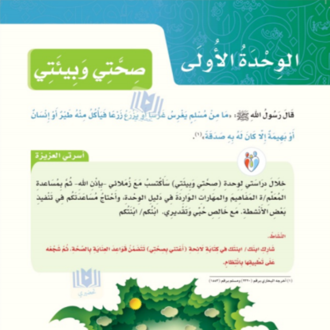 حل الوحدة الاولى لغتي رابع ابتدائي الفصل الاول 1448